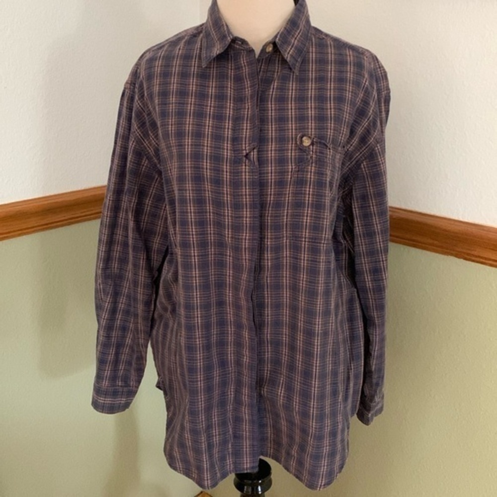 Rachel Brooke Western Plaid long sleeve button down shirt large